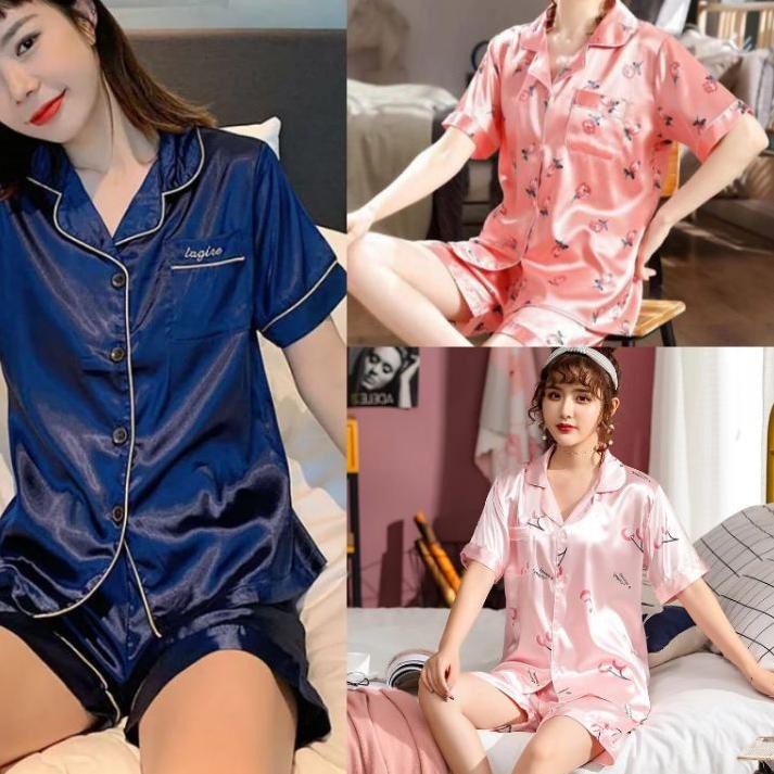 -Bộ Đồ Ngủ / Bộ Đồ Ngủ Vải satin Hàng Nhập Khẩu Dành Cho Nữ Và Người Lớn