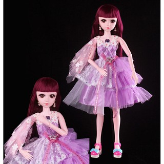 Búp Bê : 3D BJD Trơn 18 Khớp Cao 60cm - Phát Nhạc Tặng Váy Ren Tím Và Giầy