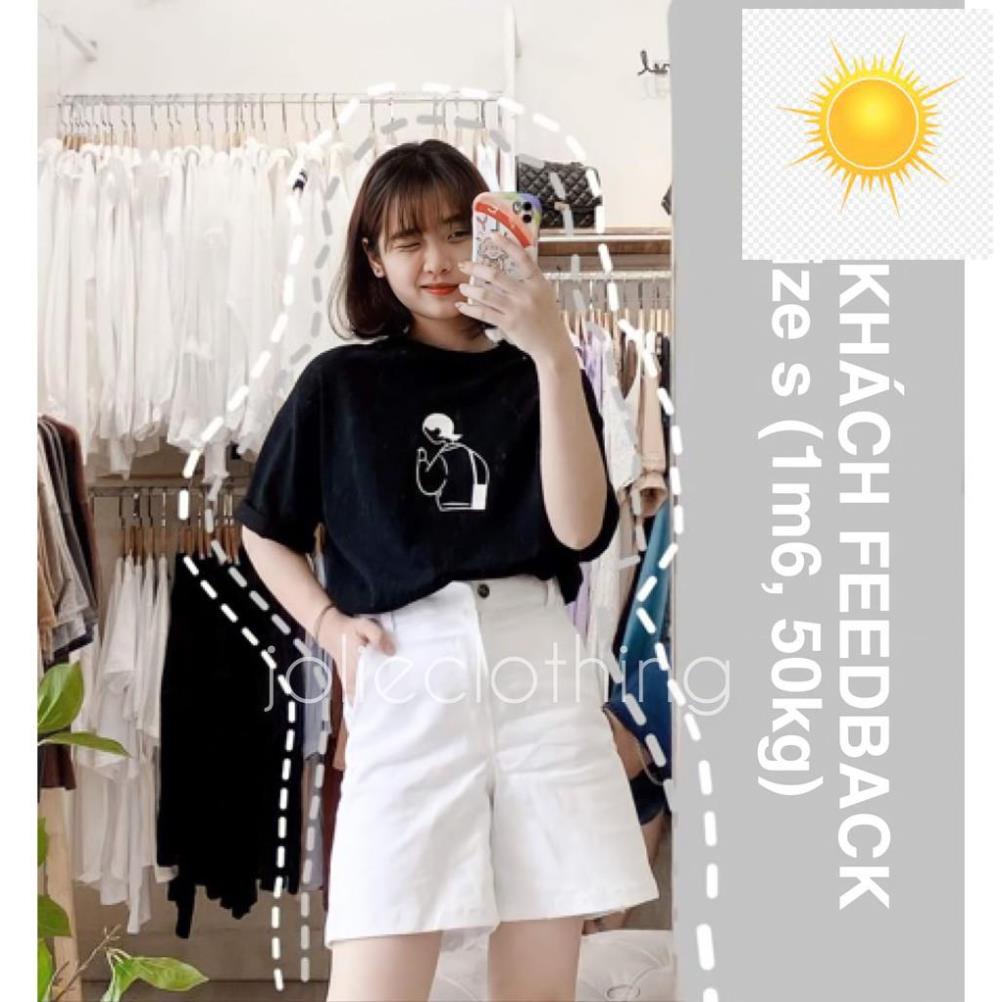 💗👆 Quần short kaki denim lửng ulzzang ống rộng cạp cao trắng đen kem Dáng Hàn Quốc (có bigsize) 💗👆