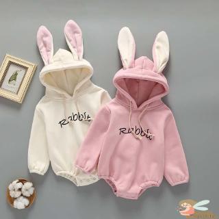 Áo Liền Quần Có Nón Tai Thỏ Đáng Yêu Cho Bé