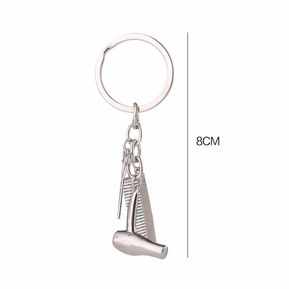 BERNARDO Portable Barber Shop Tools Key Ring Car Keychain Comb Hair Dryer Keychain Dresser Present Simulation Keychain Hair Stylist Essential Decor Key Ornaments Hairdresser Gift Car Interior Accessories Scissors Pendants/Multicolor