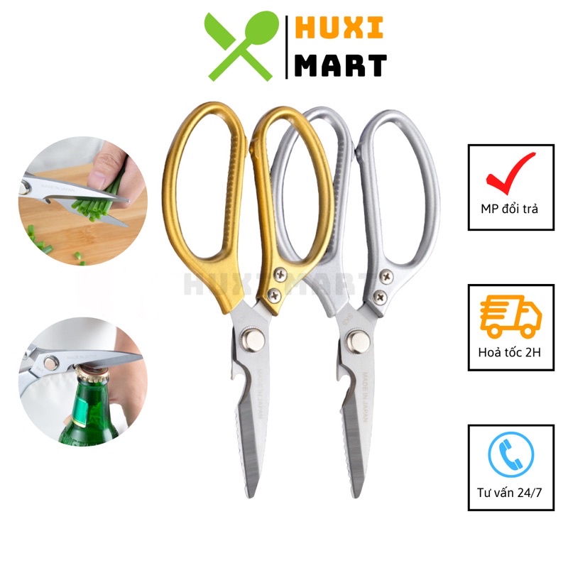 Kéo Làm Bếp Đa Năng Nhật Bản Cắt Giấy, Cắt Gà , Làm Bếp Chất Liệu Dày Dặn Siêu Bền