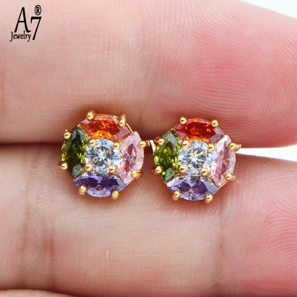 Bông tai mạ vàng 18K bạc 925 màu sắc