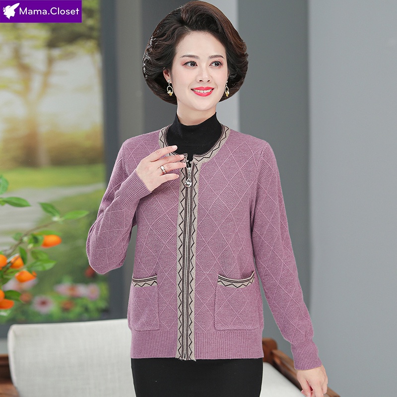 #YY6606 ÁO LEN CỔ TRÒN DÀI TAY ĐÓNG CÚC ĐỒ THU ĐÔNG, QUÀ TẶNG MẸ, CHO NGƯỜI TRUNG NIÊN HÀNG QUẢNG CHÂU MỚI HOT 2021 | BigBuy360 - bigbuy360.vn