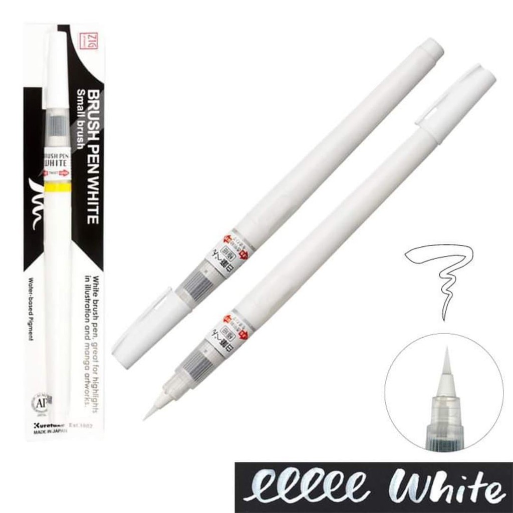 Bút lông mực trắng Kuretake Brush Pen White