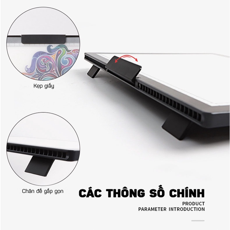 Bảng Vẽ Đèn LED Hắt Sáng, Đính Đá 6 Cấp Độ Sáng Khổ A4 Tích Hợp Pin 1500mAh,Xem X-Quang MARRYSTORE