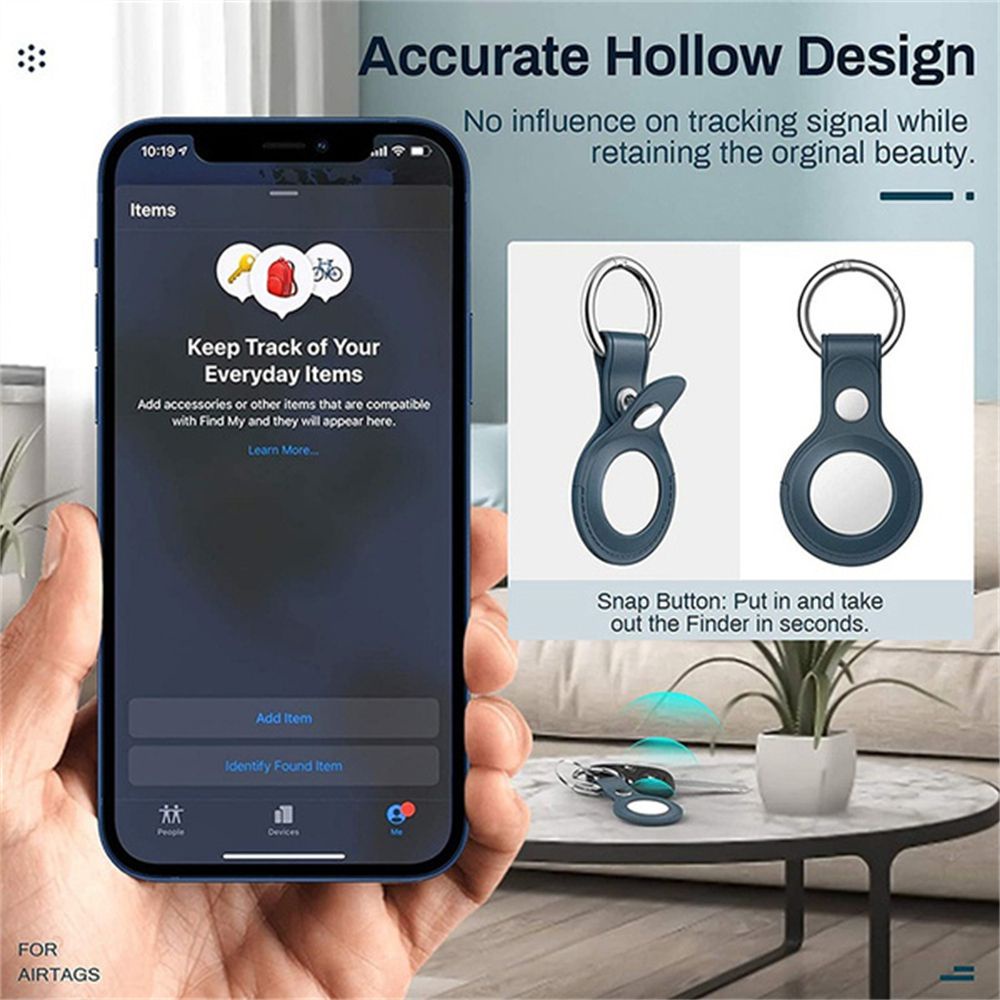 Vỏ bọc chìa khóa bằng da kèm móc khóa cho Airtags Airtag