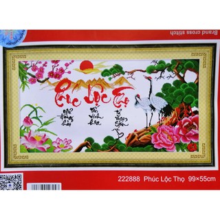 Tranh thêu chữ thập Phúc lộc thọ (chưa thêu) 222888