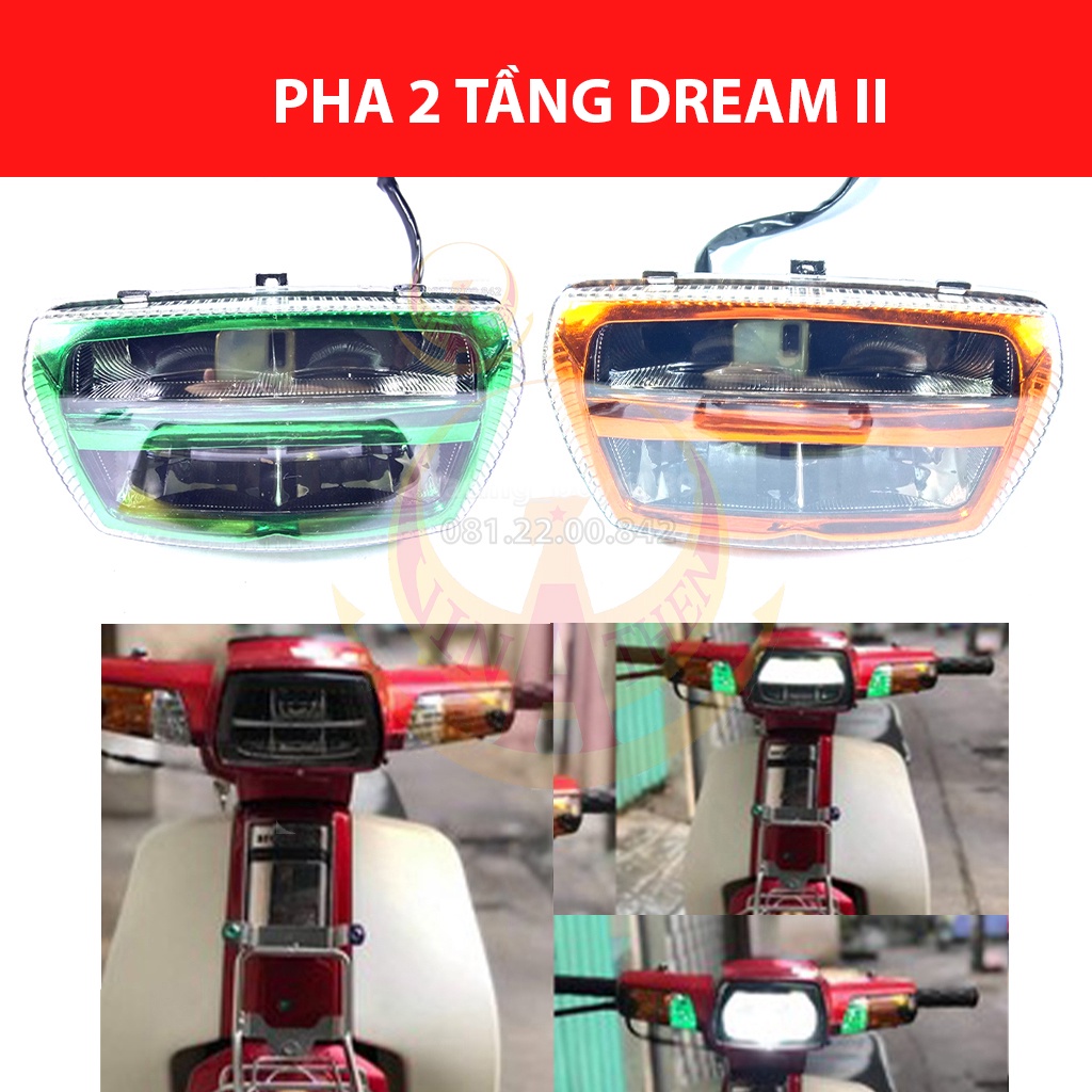 đèn pha 2 tầng cho xe dream II
