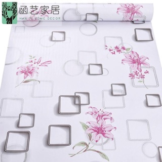 Combo 10 m giấy dán tường hoa ly ô vuông 3d khổ rộng 45cm