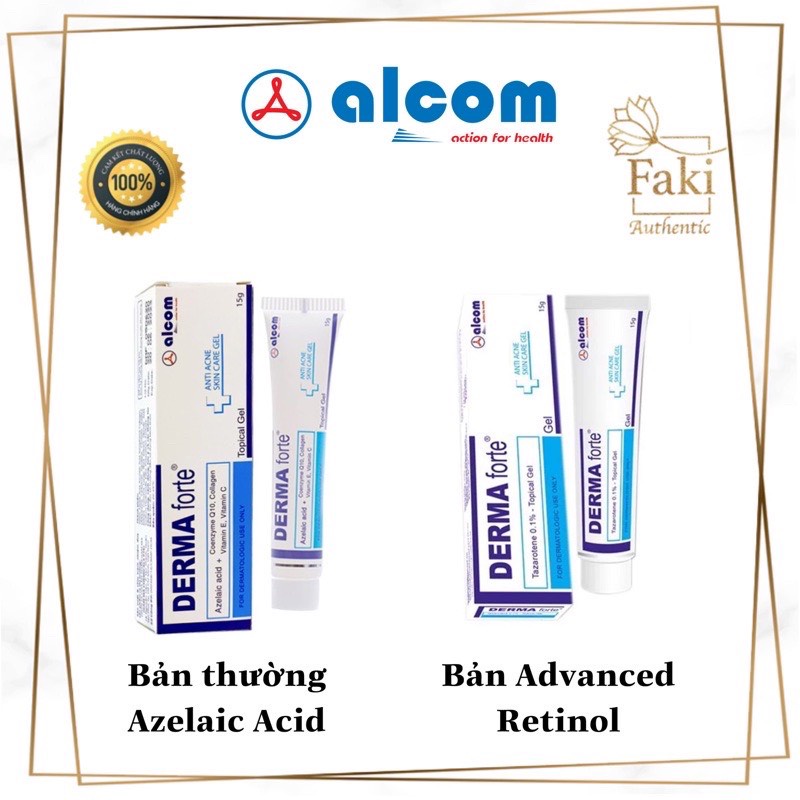 🔰Derma forte Gel bôi hỗ trợ giảm mụn, mờ thâm Azelaic Acid ➖ Tazaroten 15g