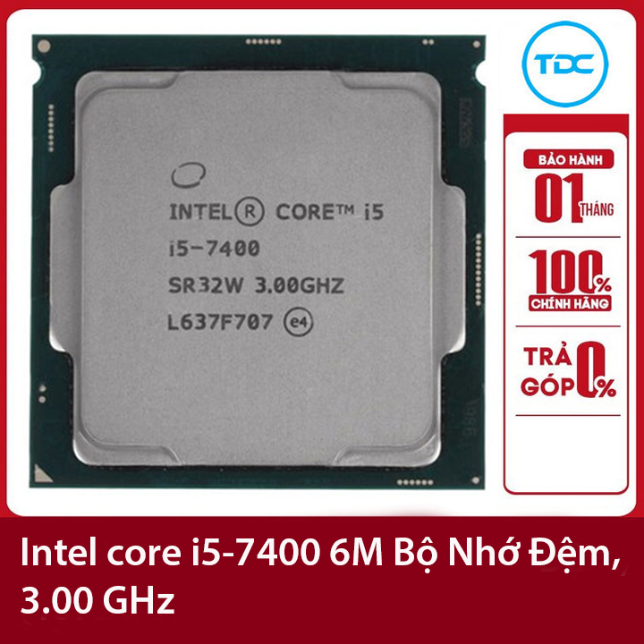 Bộ vi xử lý Intel CPU Core i5-7400 3.00GHz ,65w 4 lõi 4 luồng, 6MB Cache Socket Intel LGA 1151