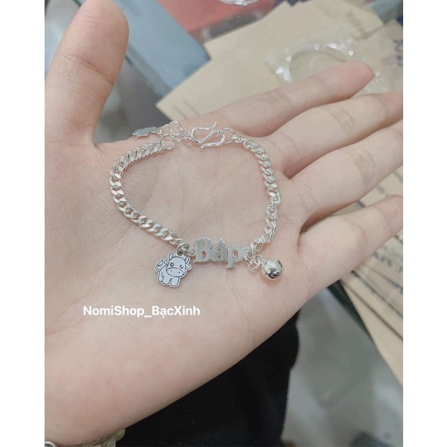 Vòng tay chuẩn bạc cho bé Miễn Phí 1Charm+1CHUÔNG làm tên bé theo yêu cầu Mainomi Shop Bạc Xinh