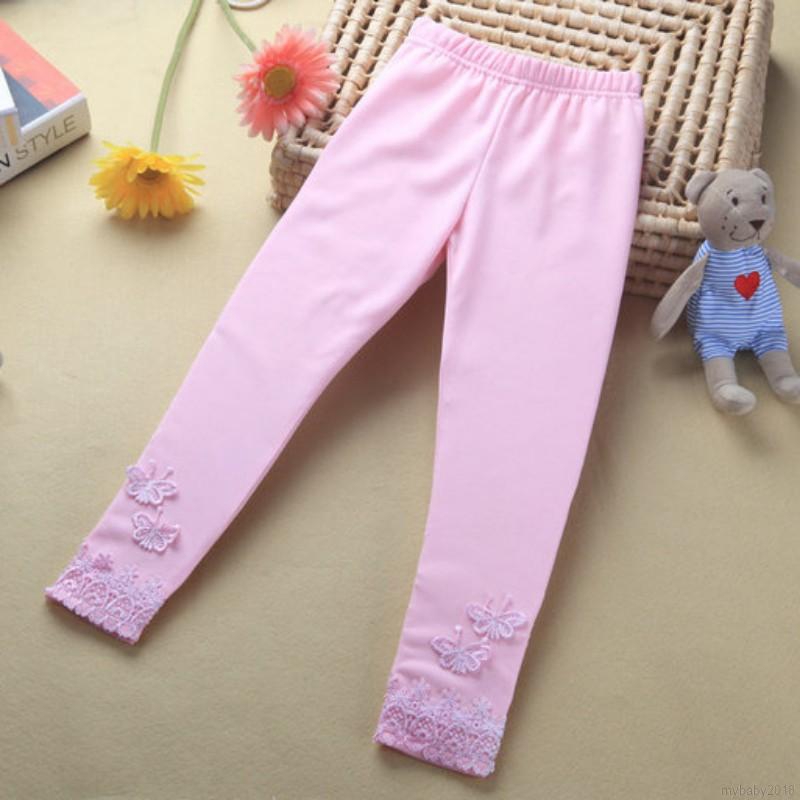 Quần legging phối ren ấm áp cho bé gái