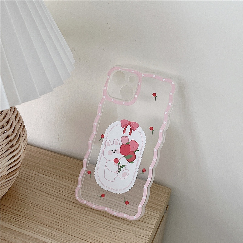 Ốp lưng iphone Ốp Điện Thoại Họa Tiết Thỏ / Hoa Cho iphone13Promax 12 xs / xr / 6Plus-14 Dinuo case