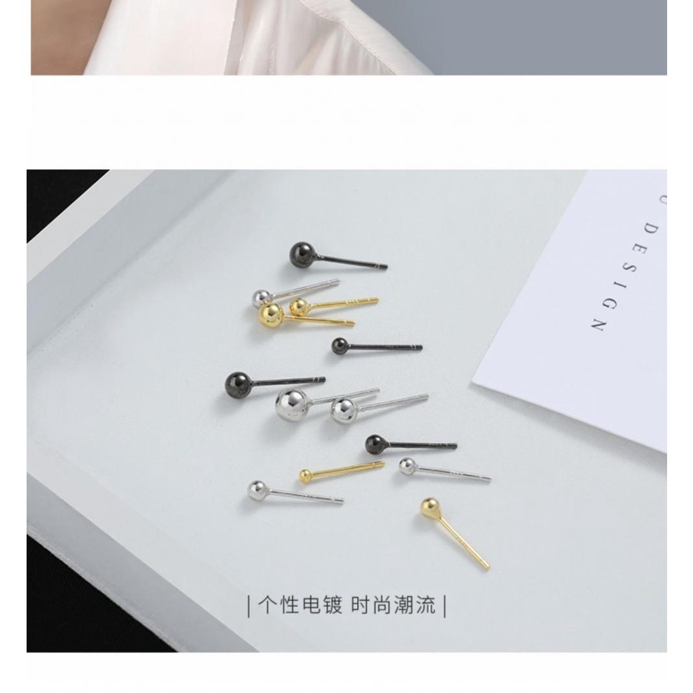 Bông tai zhenting bạc 925 hình tròn đơn giản thời trang