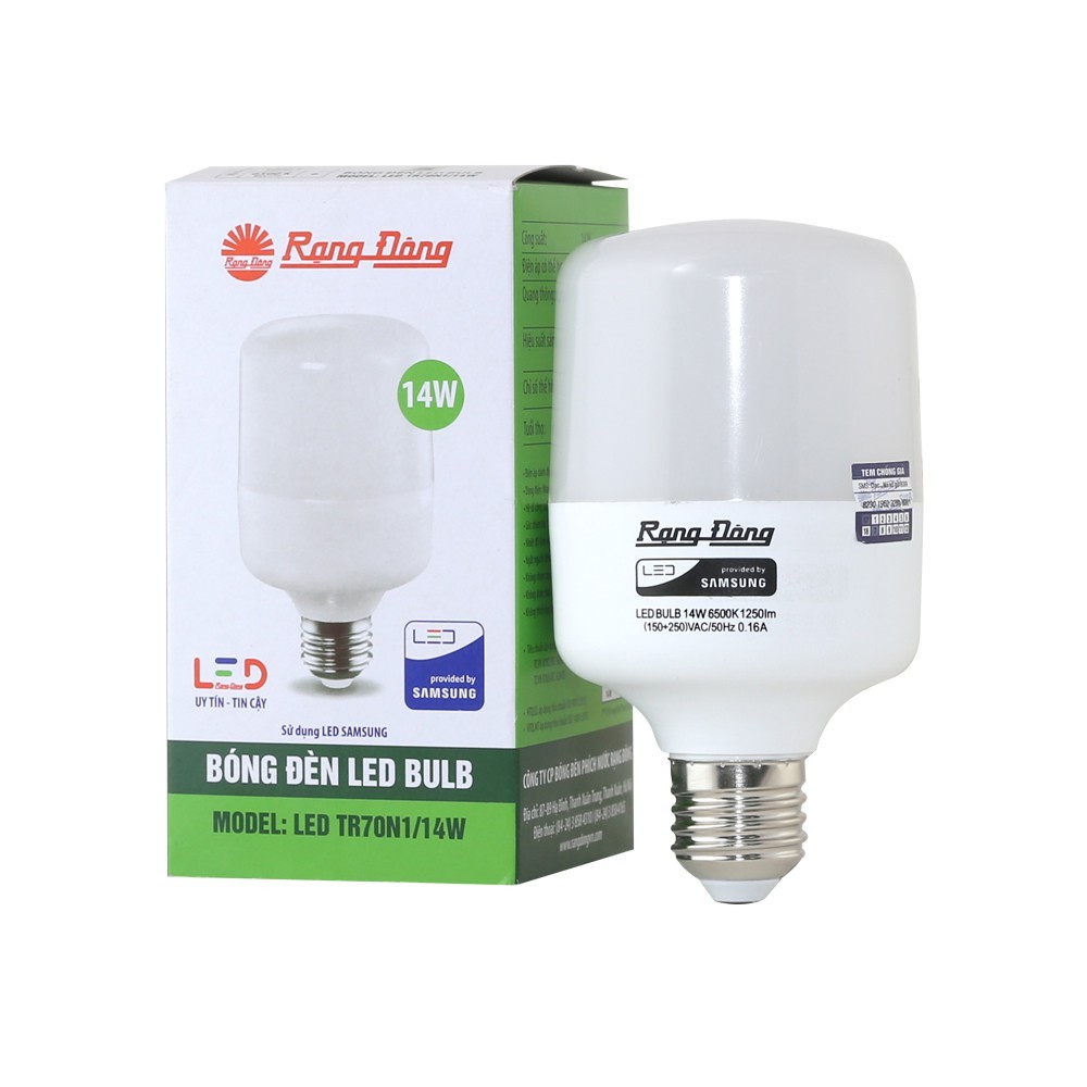 Bóng Đèn LED Rạng Đông BULB Trụ Đui E27, Công Suất 10w- 12w - 14w, Chip Led SS
