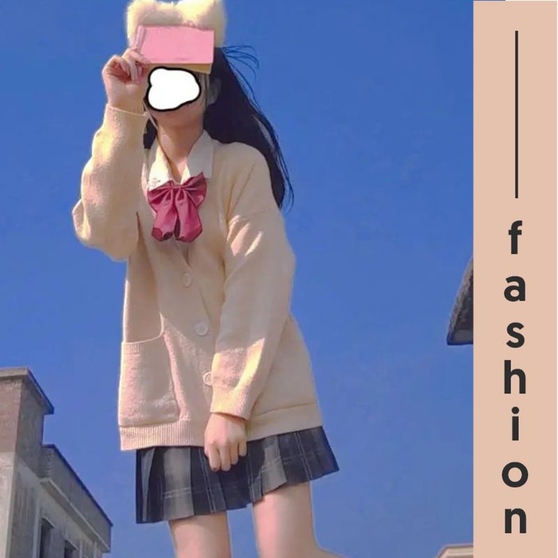 Áo Khoác Cardigan Dài Tay Dễ Thương Học Sinh/ Áo Len Dài Tay JK Nhật Bản