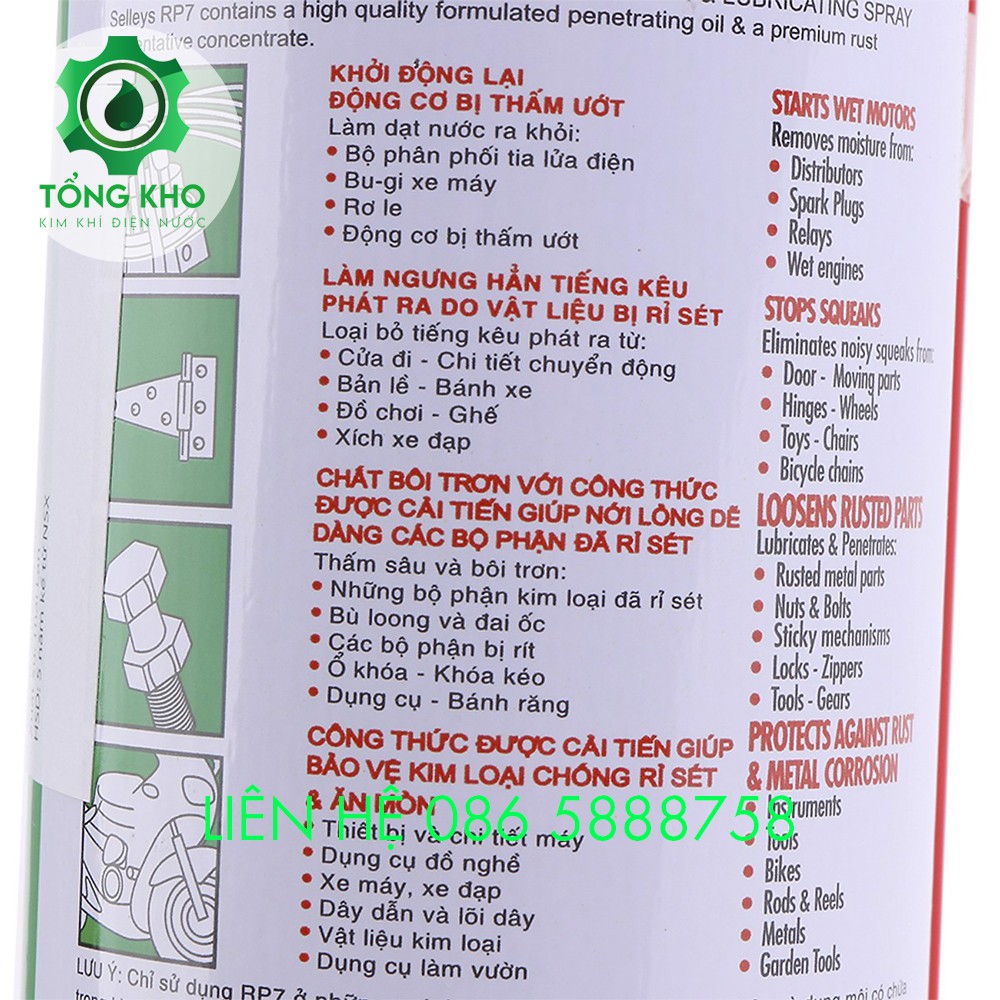 Dầu xịt chống gỉ sét và bôi trơn RP7 150g, 300g hàng chính hãng - Tổng kho kim khí điện nước