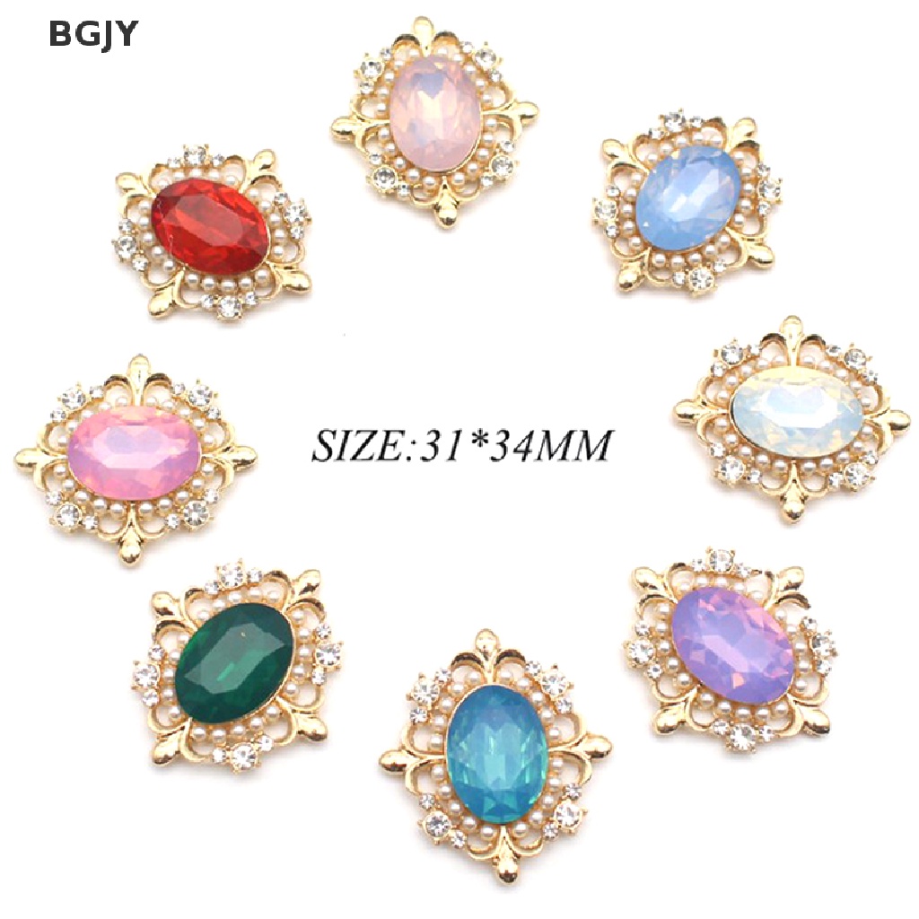 1 Nút Hợp Kim Acrylic 30 * 34MM Đính Đá Ngọc Trai Nhân Tạo Phong Cách Mới