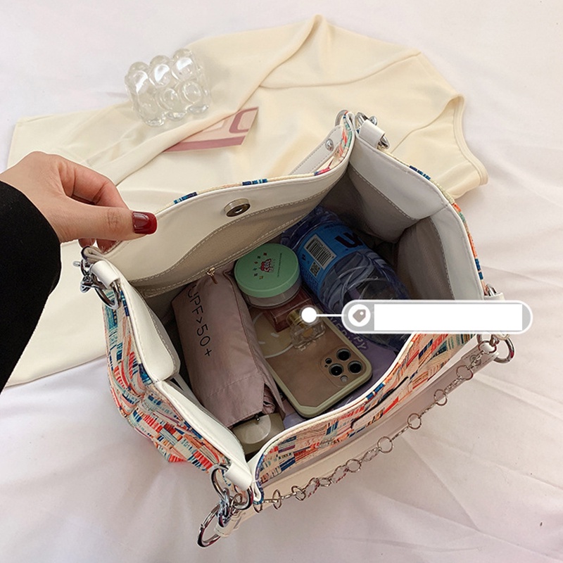 Túi đeo vai IELGY cỡ lớn họa tiết kẻ sọc thời trang cho nữ