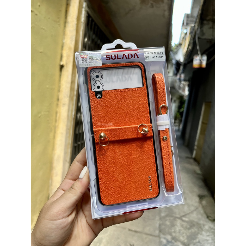CHÍNH HÃNG Ốp lưng SULADA da sần cao cấp samsung ZFOLD3, ZFLIP3 ZFLIP4 5G Z FOLD FLIP 3 4 KÈM DÂY ĐEO