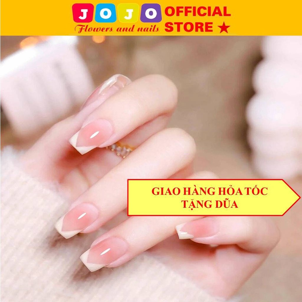 Set 24 móng tay giả hồng thời  trang tự nhiên Jojo Y30 móng giả nailbox rẻ đẹp cá tính sanh chảnh kèm keo dán tại nhà