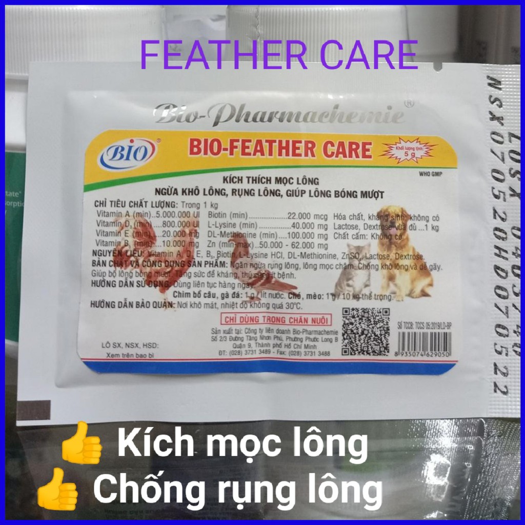 Bio Feather Care ( Gói 5G ) - Chống Rụng Lông , Kích Thích Mọc Lông, Giúp Lông Bóng Mượt Chó Mèo