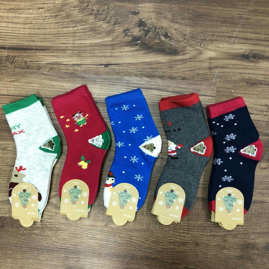 5 đôi tất noel cổ cao cho bé size 1-7 tuổi