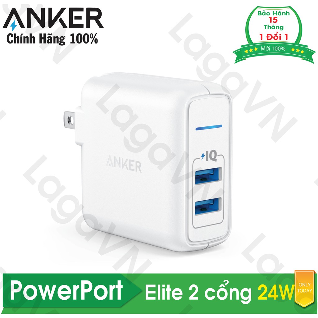  Sạc 2 cổng ANKER PowerPort Elite 2 24w - A2023