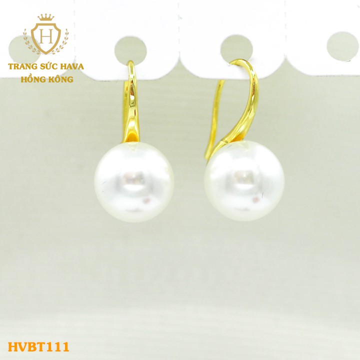 Bông Tai Titan Nữ, Khuyên Tai Dáng Dài Đính Hạt Trân Châu Xi Mạ Vàng Non 24k - Trang Sức Hava Hong K