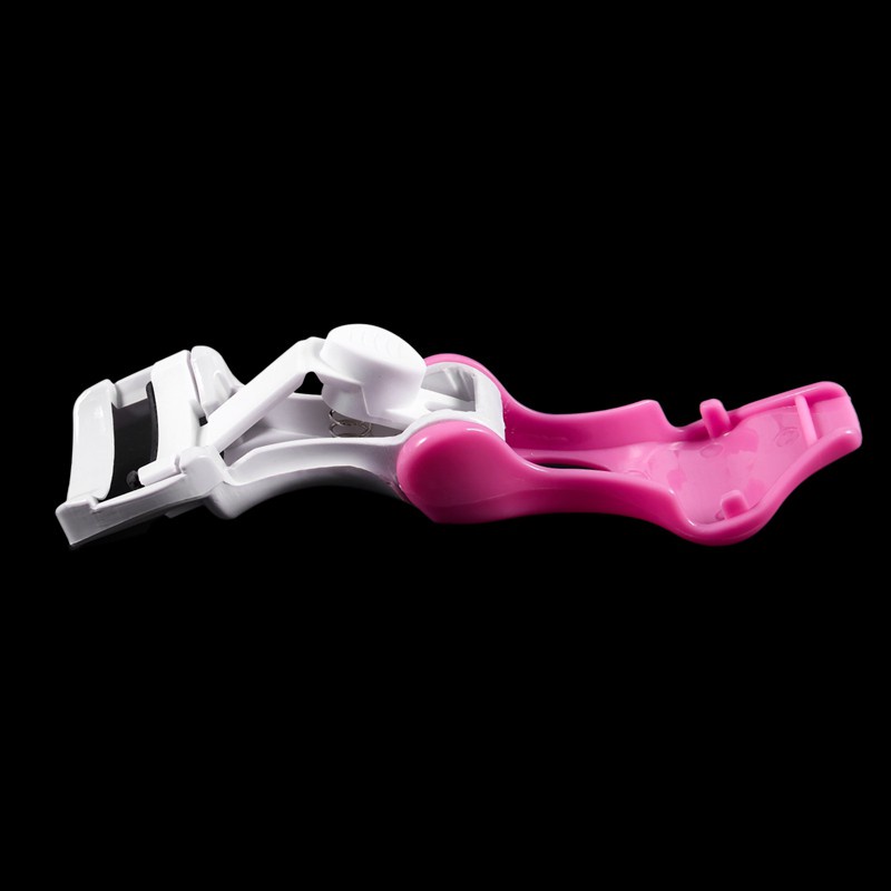 Women Cosmetic Tool Foldable White Pink Plastic Eyelash Curler