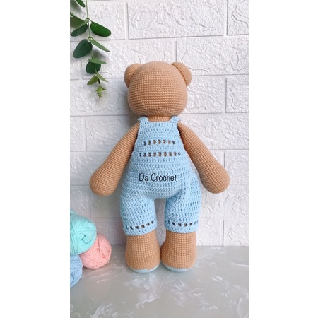 Gấu Len Nhồi Bông 40cm - Thú Bông Len Handmade Đan Móc Thủ Công Bằng Tay