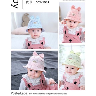 Mũ bèo Cotton Họa Tiết nơ xinh Cho Bé Gái/ Nón rộng vành