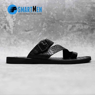 Dép Da bò thật SMARTMEN DSM-06 Đen