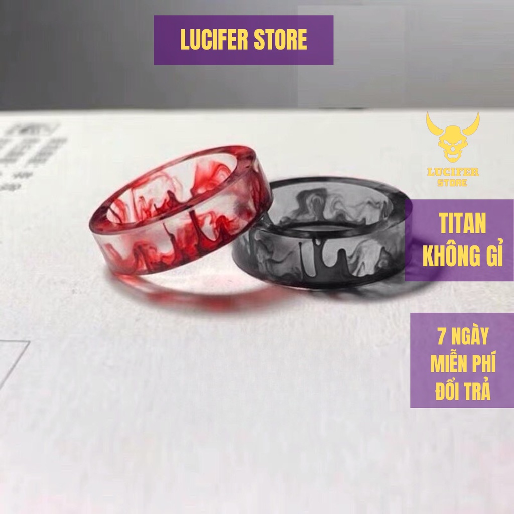 Nhẫn Nam Nữ Bạc Đẹp Cá Tính Unisex HipHop Basic Ngầu Trơn Nam Blud Ring Lucifer Store Nhẫn Titan Không Gỉ - Blud Ring