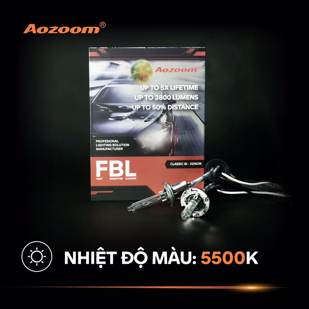 Bộ bBBóng Xenon tăng sáng FBL hiệu Aozoom chân H1, H7,H8,H9 H11, 9005,9006,9012, cho đèn pha, cos, đèn gầm ô tô, xe hơi