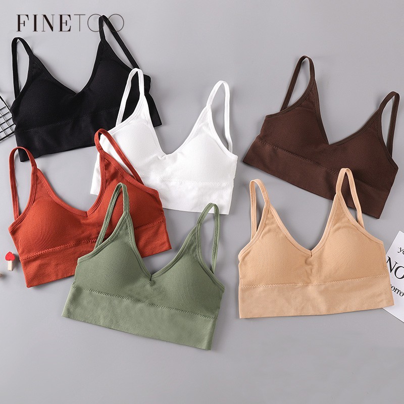 Áo ngực thể thao  mềm mại có thể tháo rời màu  Áo bra nữ hở lưng chữ U hai dây len tăm freesize 40-65kg