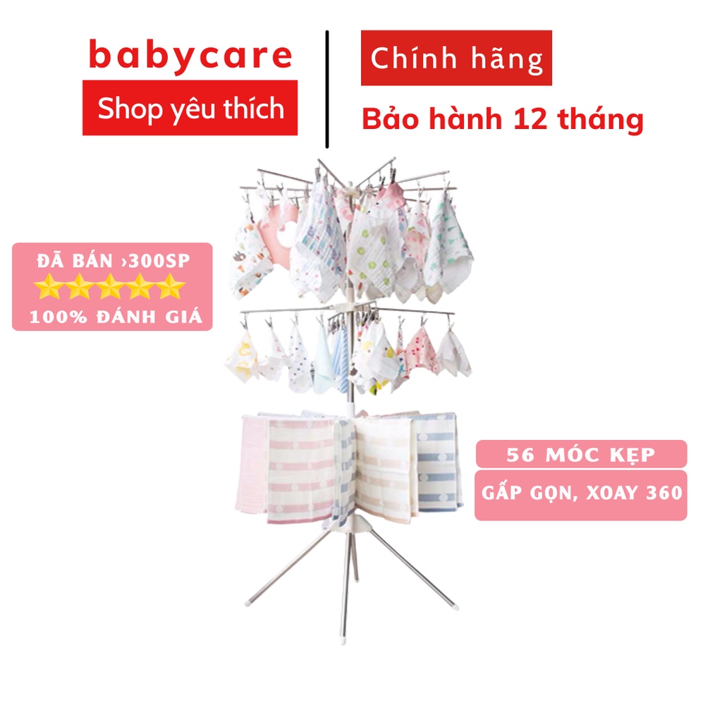 FREE SHIP !!! Cây phơi, cây sào phơi đồ inox 3 tầng treo đồ cho trẻ em, bé sơ sinh đa năng BABYCARE