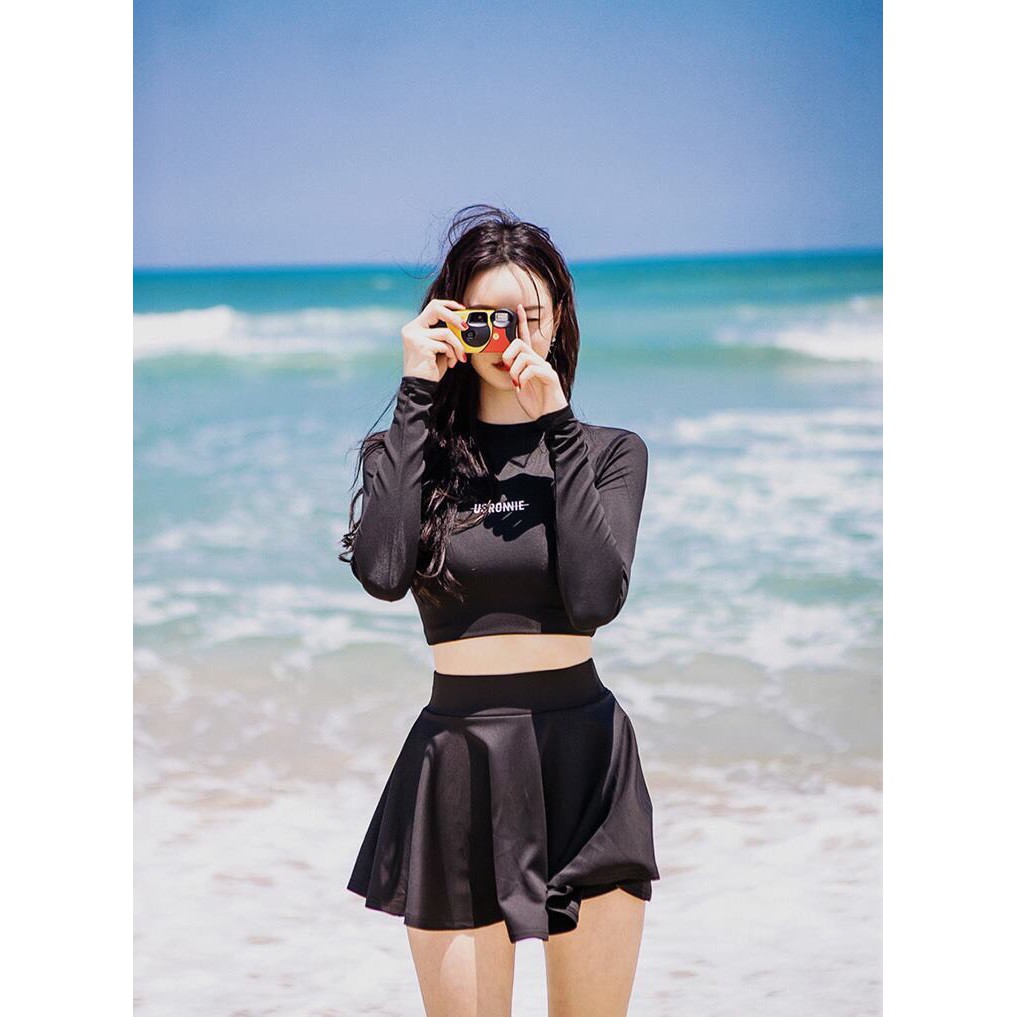 Bikini tay dài quần váy kín đáo hot 2019