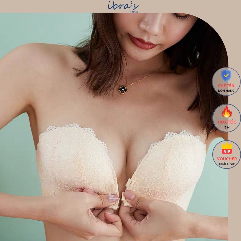 Áo Ngực Không Dây Nâng Ngực iBRA'S STORE Cài Trước Tạo Khe Sexy Chống Tụt cao cấp, Áo Lót Nữ Cúp Ngực Chống Chạy xệ A28