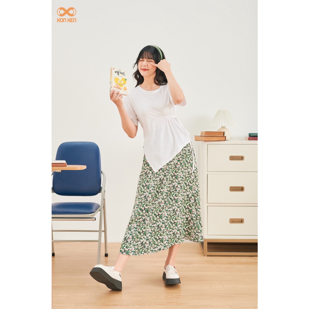 Chân váy voan hoa nhí Xonxen shop chất vải voan Hàn Quốc mềm mịn free size, mã A021