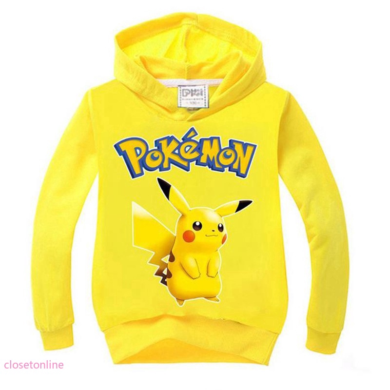 Áo khoác chui cổ tay dài in hình Pokemon cho bé
