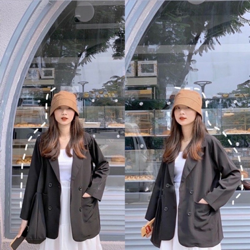 Áo blazer 1 lớp túi nắp phong cách Hàn Quốc/Áo vest nữ 1 lớp | BigBuy360 - bigbuy360.vn
