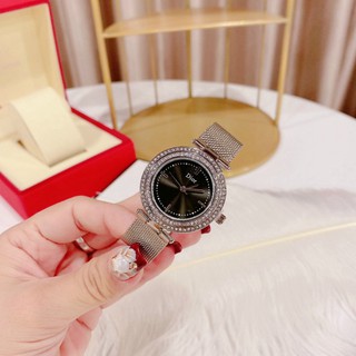 Đồng hồ Di.o.r dây mành mặt tròn thiết kế nhẹ nhàng hợp thời trang, bảo hành 12 tháng, tặng kèm hộp và pin