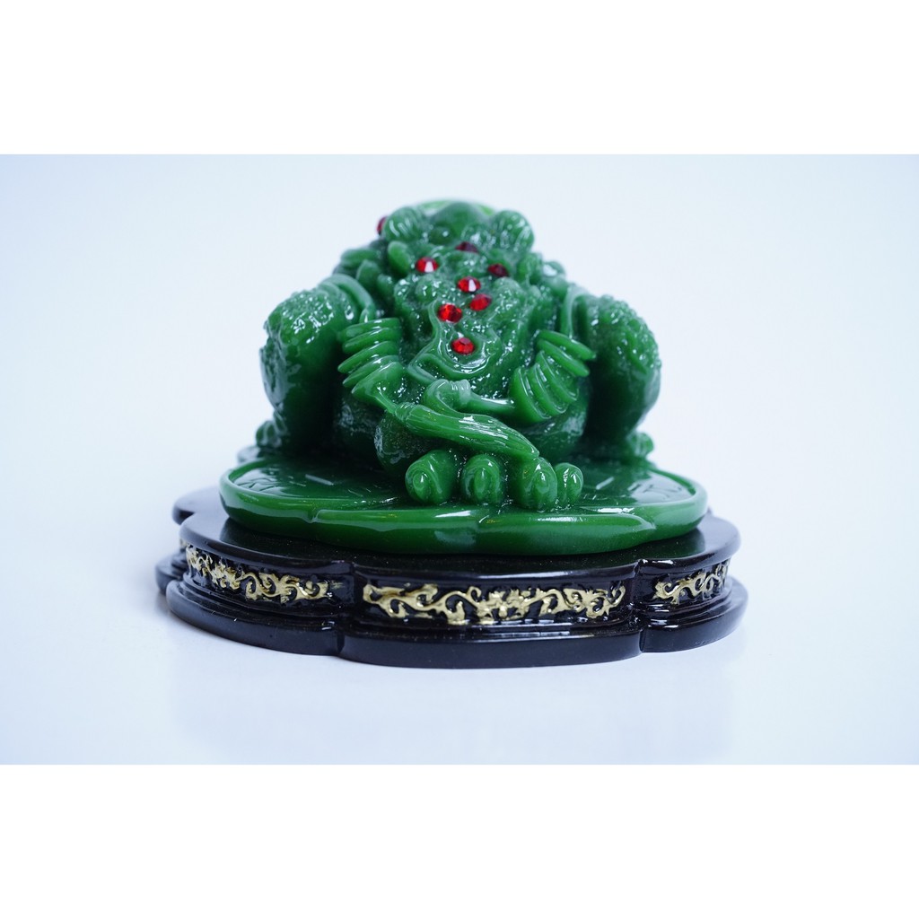 Tượng Cóc Thiềm Thừ ngọc xanh phong thủy ngầm tiền 12cm | BigBuy360 - bigbuy360.vn