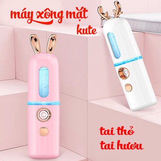 [FL⚡SH SALE] Máy xông mặt mini ⚡ phun sương tạo ẩm nano ⚡ cầm tay tai thỏ kute