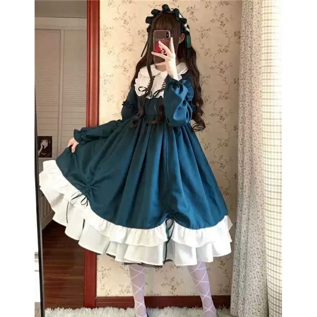 Váy Lolita Dài Tay Dễ Thương Phong Cách Nhật Bản