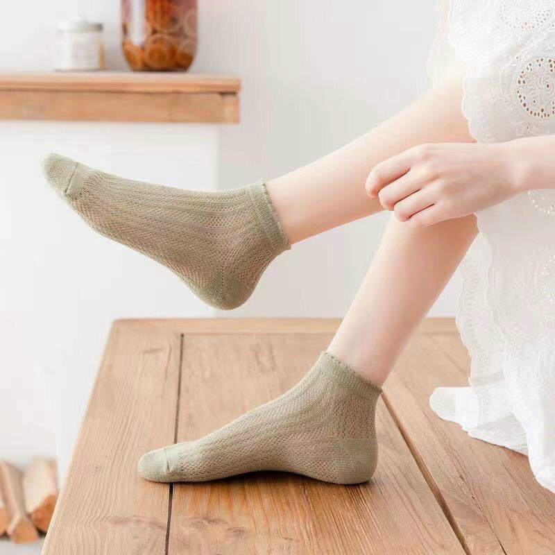 Vớ nữ cổ ngắn, tất nữ cổ bèo chất vải cotton co giãn 4 chiều thoáng khí – Tất thông hơi