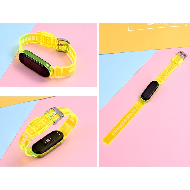 Dây đeo Silicon trong suốt cho đồng hồ thông minh Xiaomi Mi Band 6 5 4 3